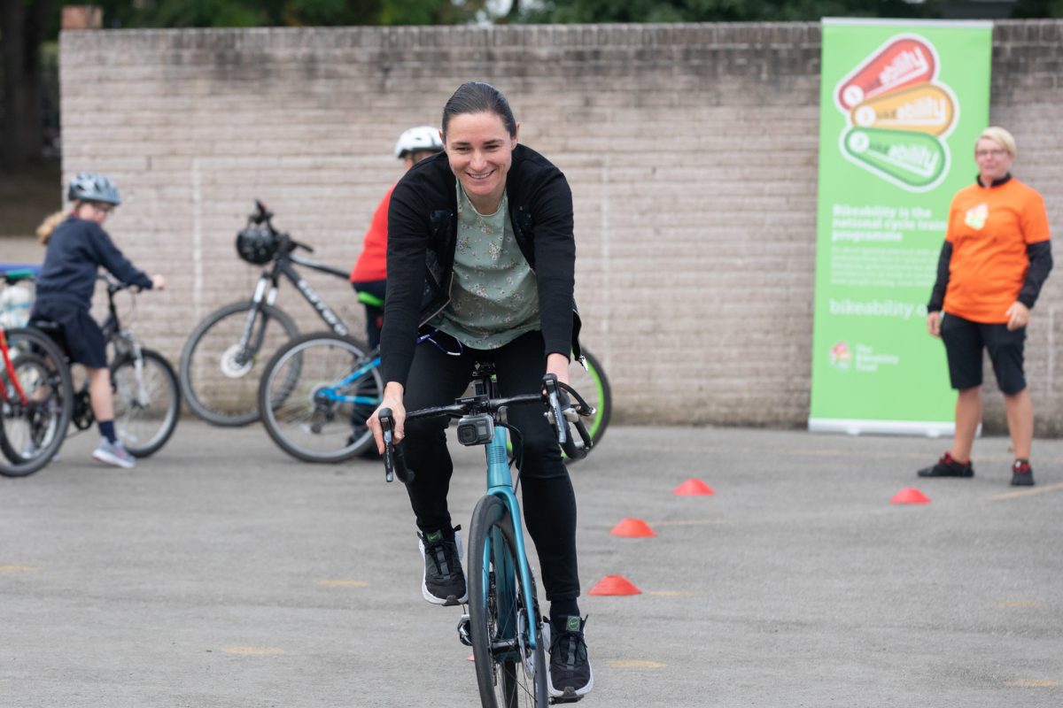 Dame Sarah Storey visits Bikeability session