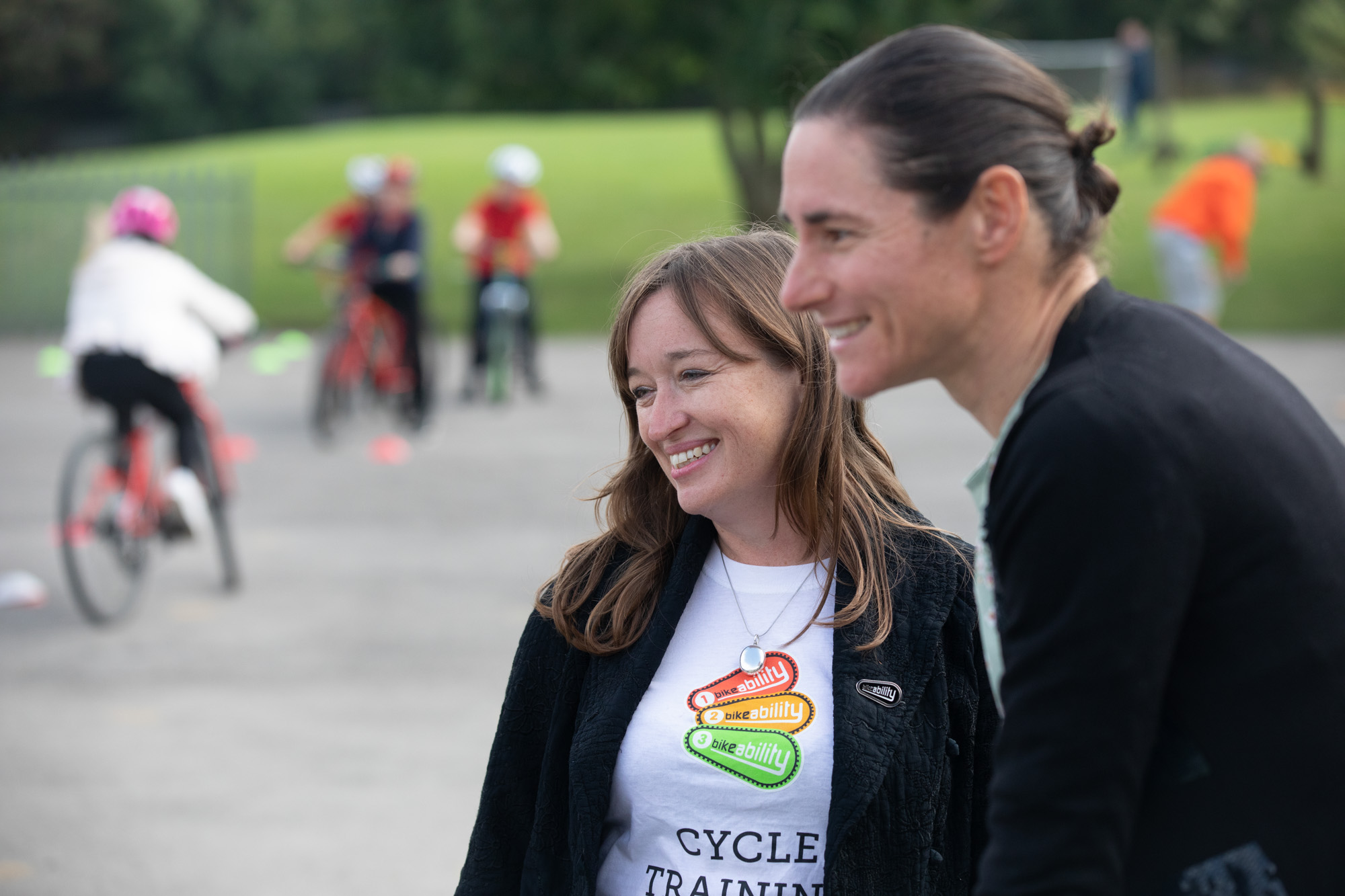 Bikeability Chief Executive Emily Cherry with Dame Sarah Storey