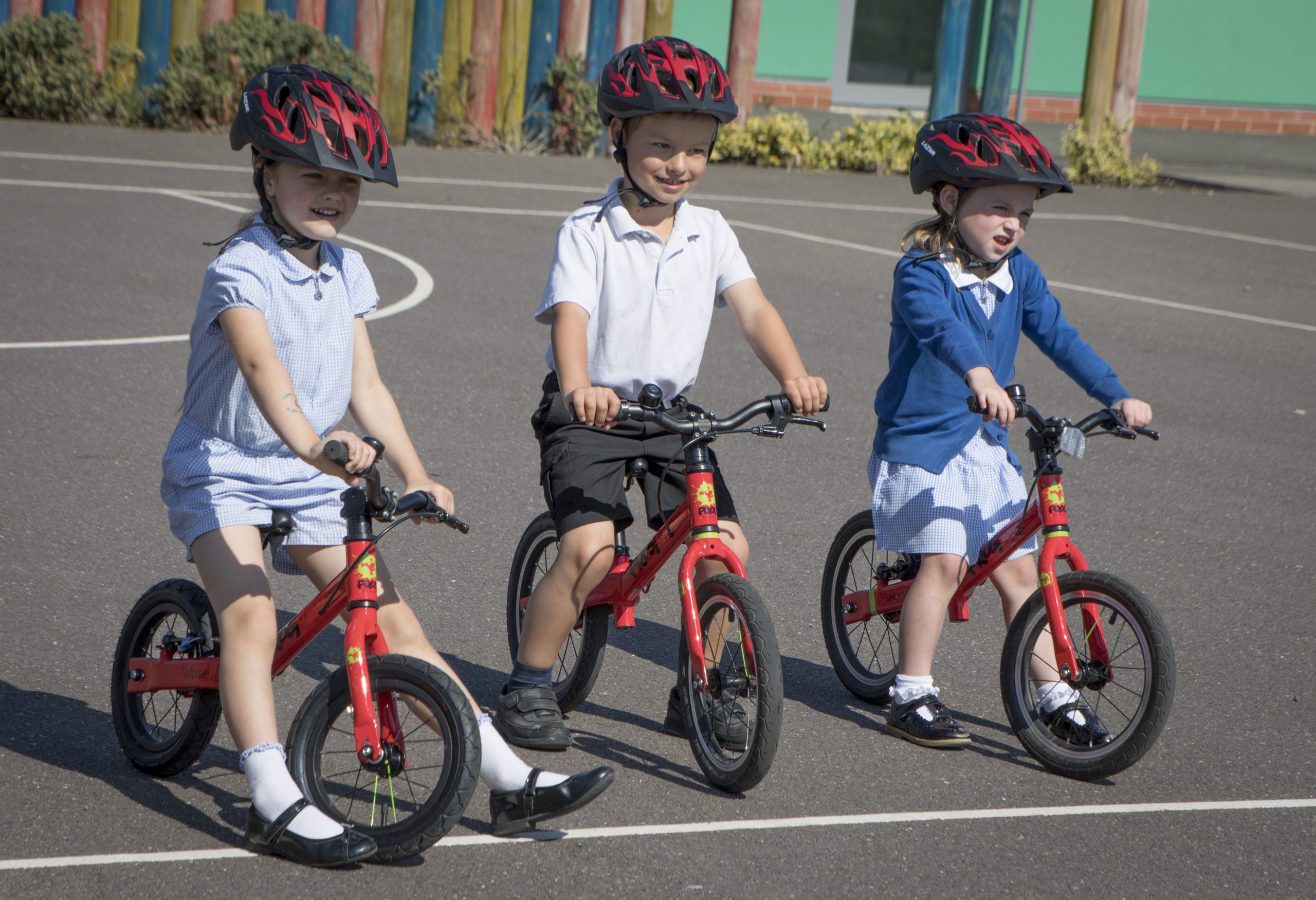 Three children during Bikeability balance