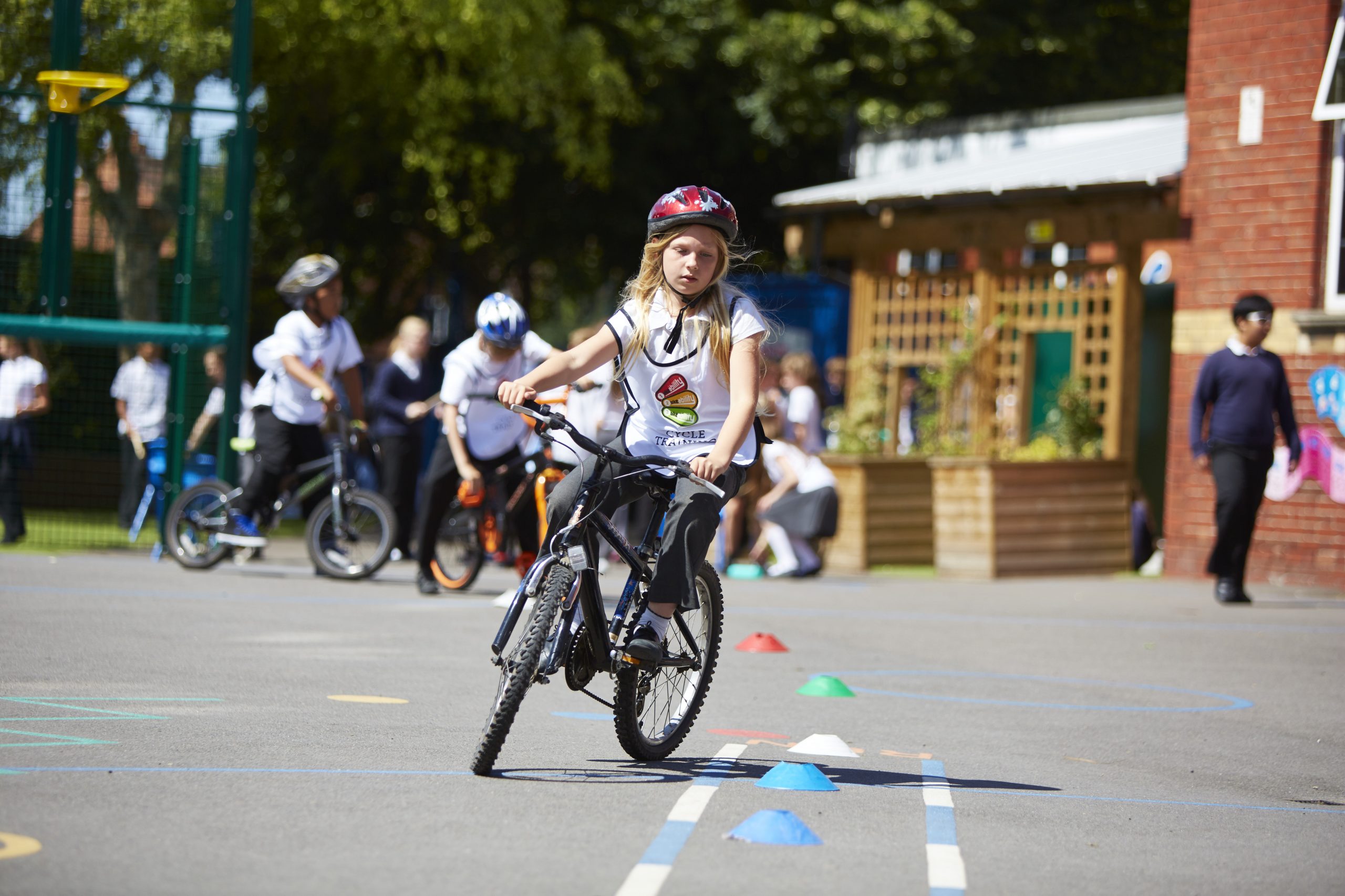 Girl on bike during Bikeability