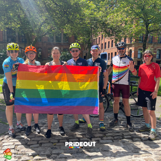 Pride Out members with rainbow pride flag