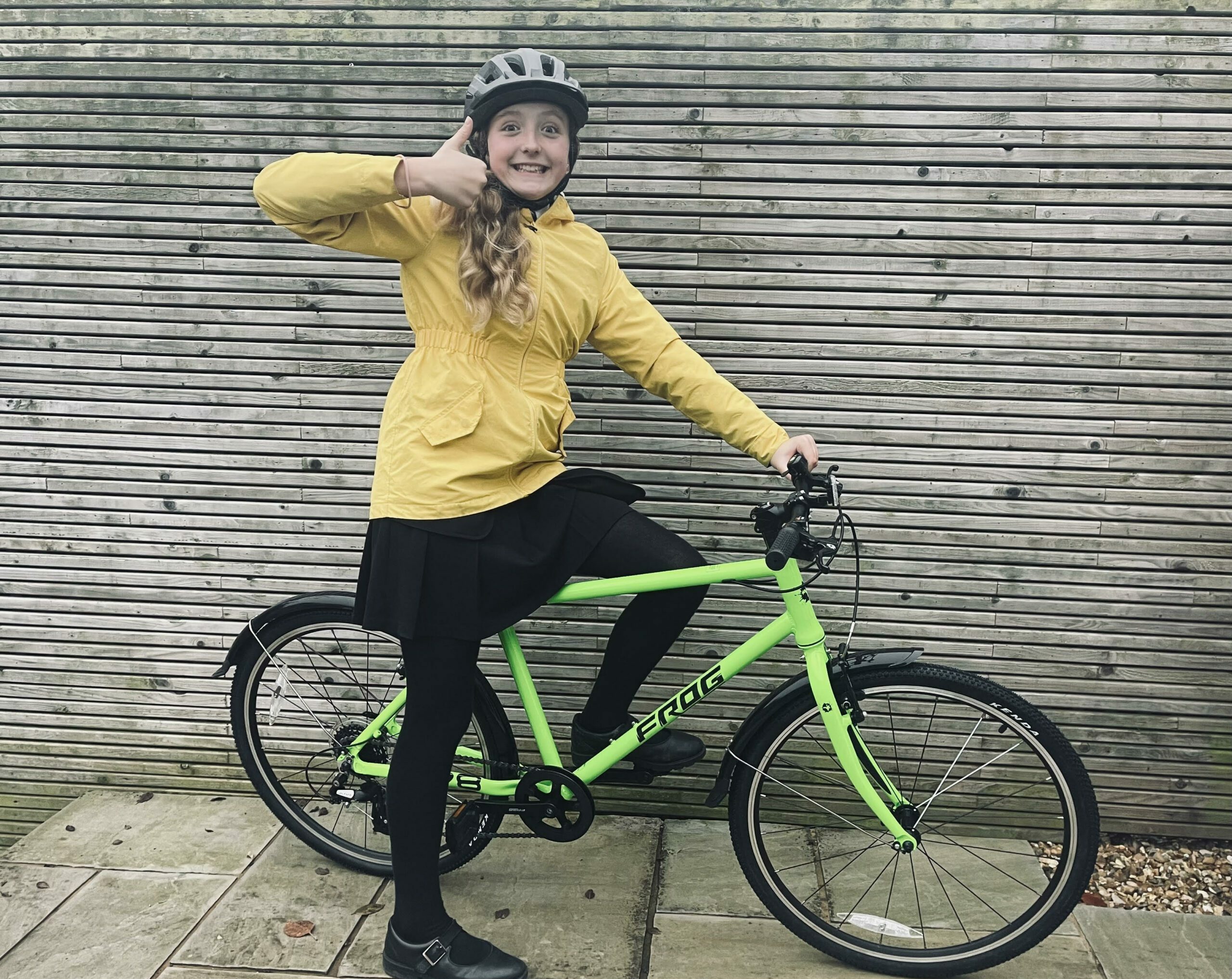 Young Cyclist of the Year 2022 Lilly Clatworthy with her prize Frog bicycle.