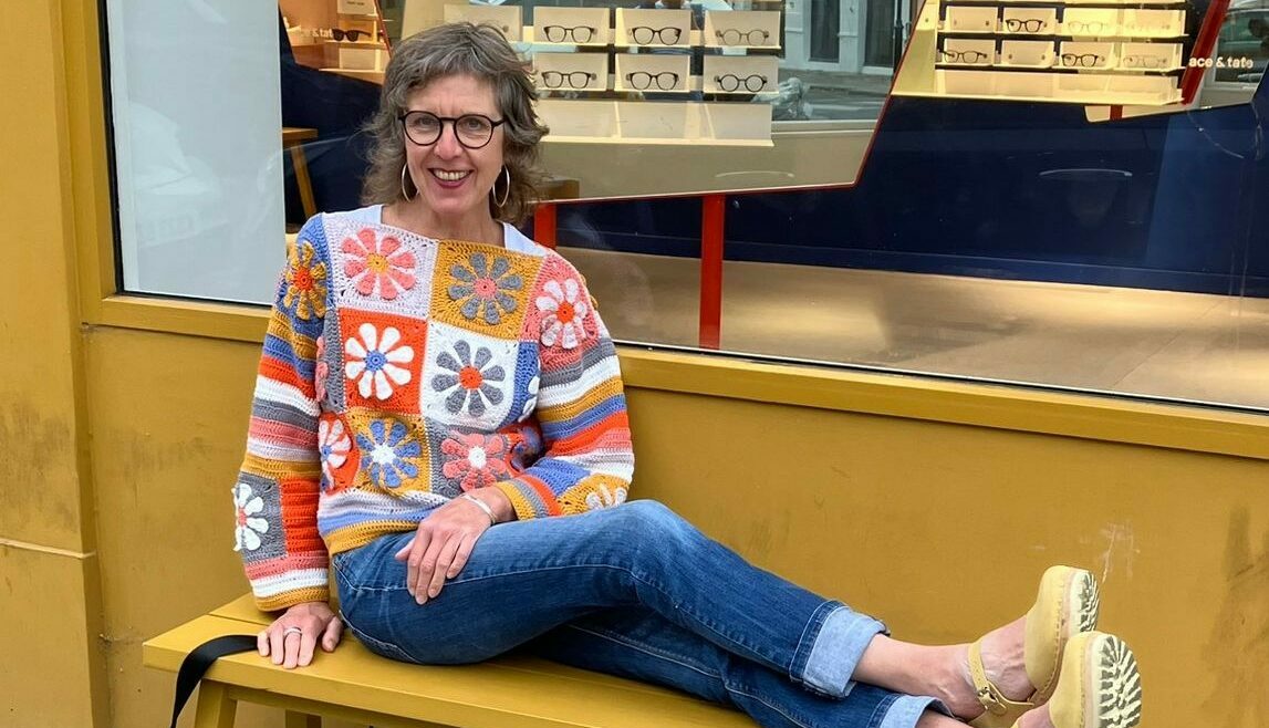 Katrin on a bench